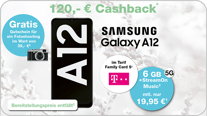 Samsung A12 – das Einsteigerhandy mit toller Cashback-Aktion
