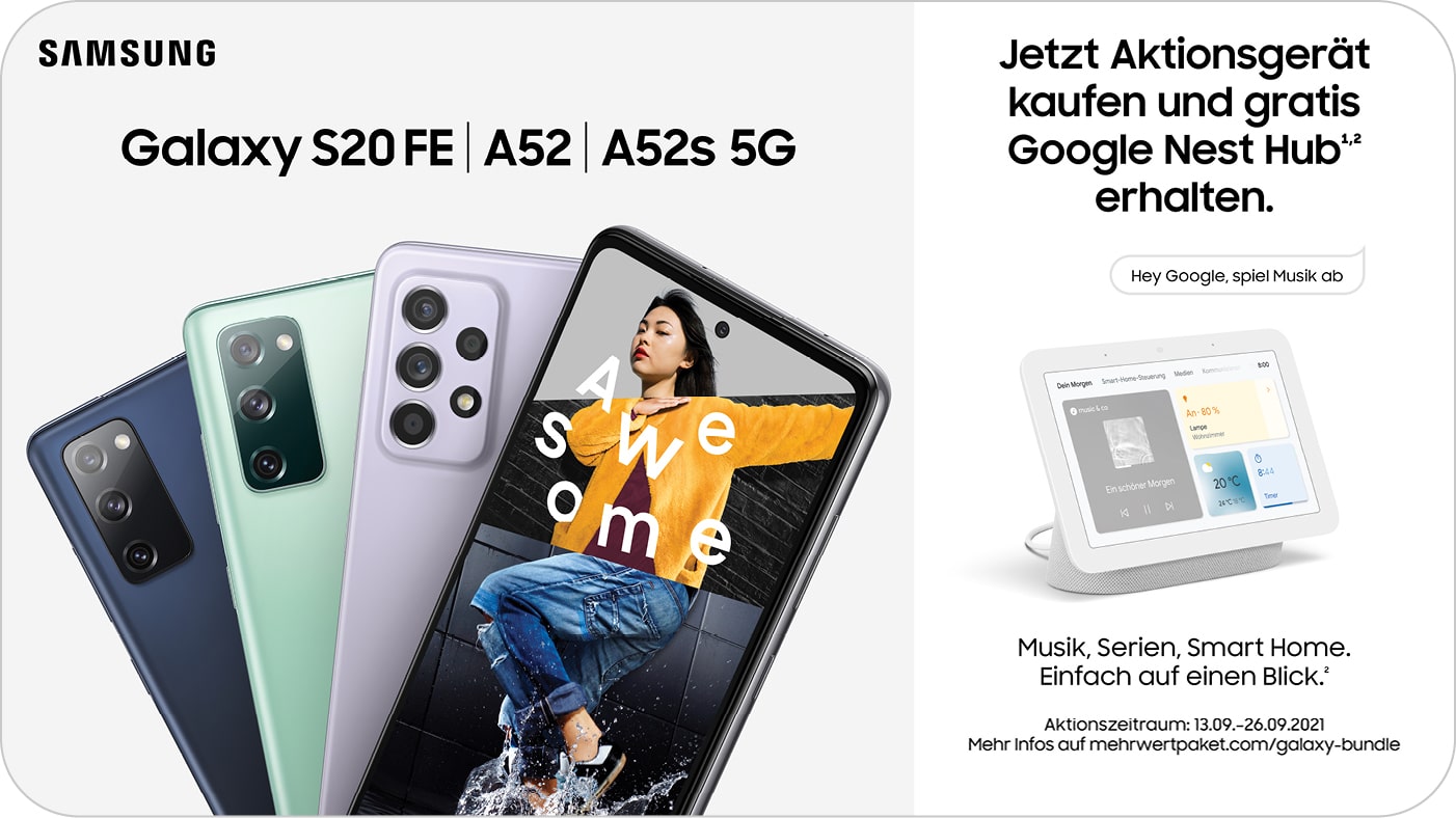 Google Nest Hub Bundle: Jetzt neues Samsung-Smartphone mit toller Zugabe sichern.