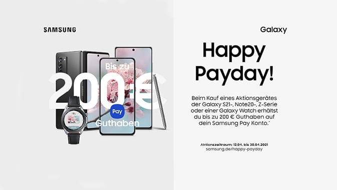 Happy Payday! Jetzt beim Kauf eines Aktionsgerätes profitieren.