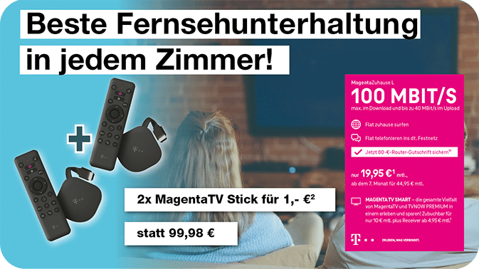 Magenta TV: Jetzt 80 €-Gutschrift sichern.