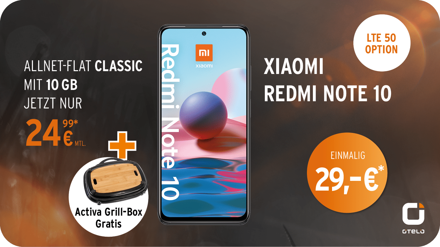 Xiaomi Redmi Note 10 – jetzt mit gratis Activa Grill-Box!