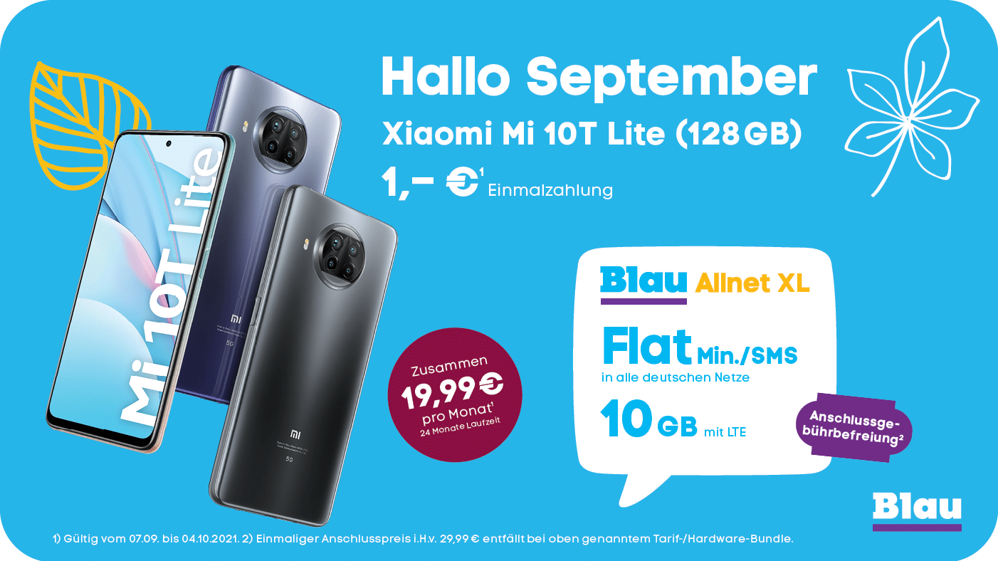 Xiaomi Mi 10T Lite: Dein tolles Smartphone im starken blau Tarif!