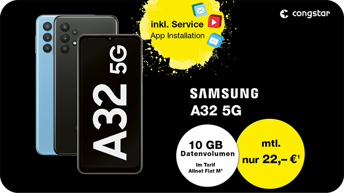 Jetzt inklusive App-Installation: das Samsung A32 im günstigen Congstar Tarif