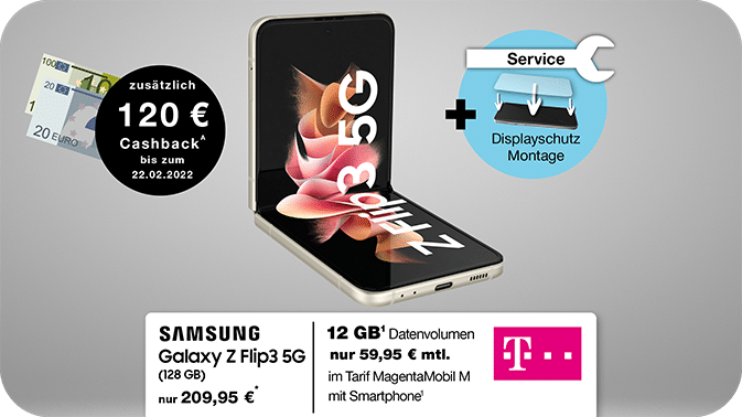 120 € Cashback sichern – das Samsung Z Flip3 bei der Telekom