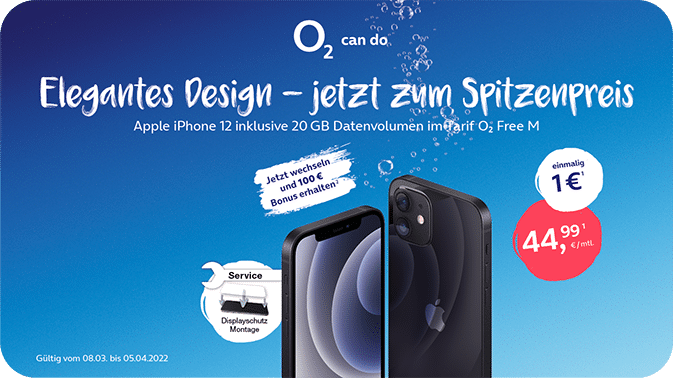Zusätzlich 100 € Wechselbonus sichern:  das iPhone 12 im Tarif o2 Free M
