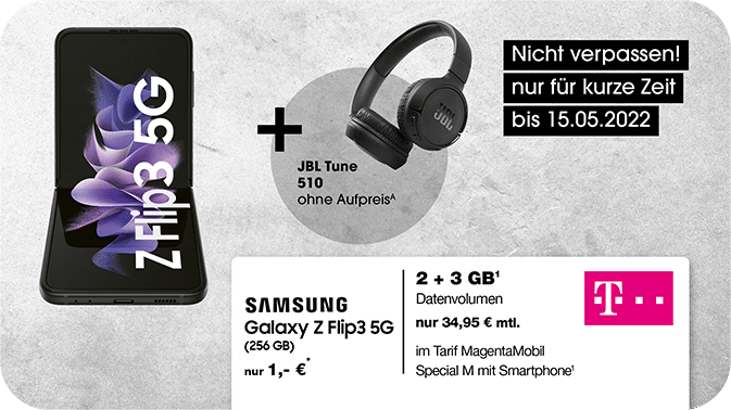 Nur bis 15.05. – JBL Tune Kopfhörer gratis zum Samsung Z Flip3 sichern!