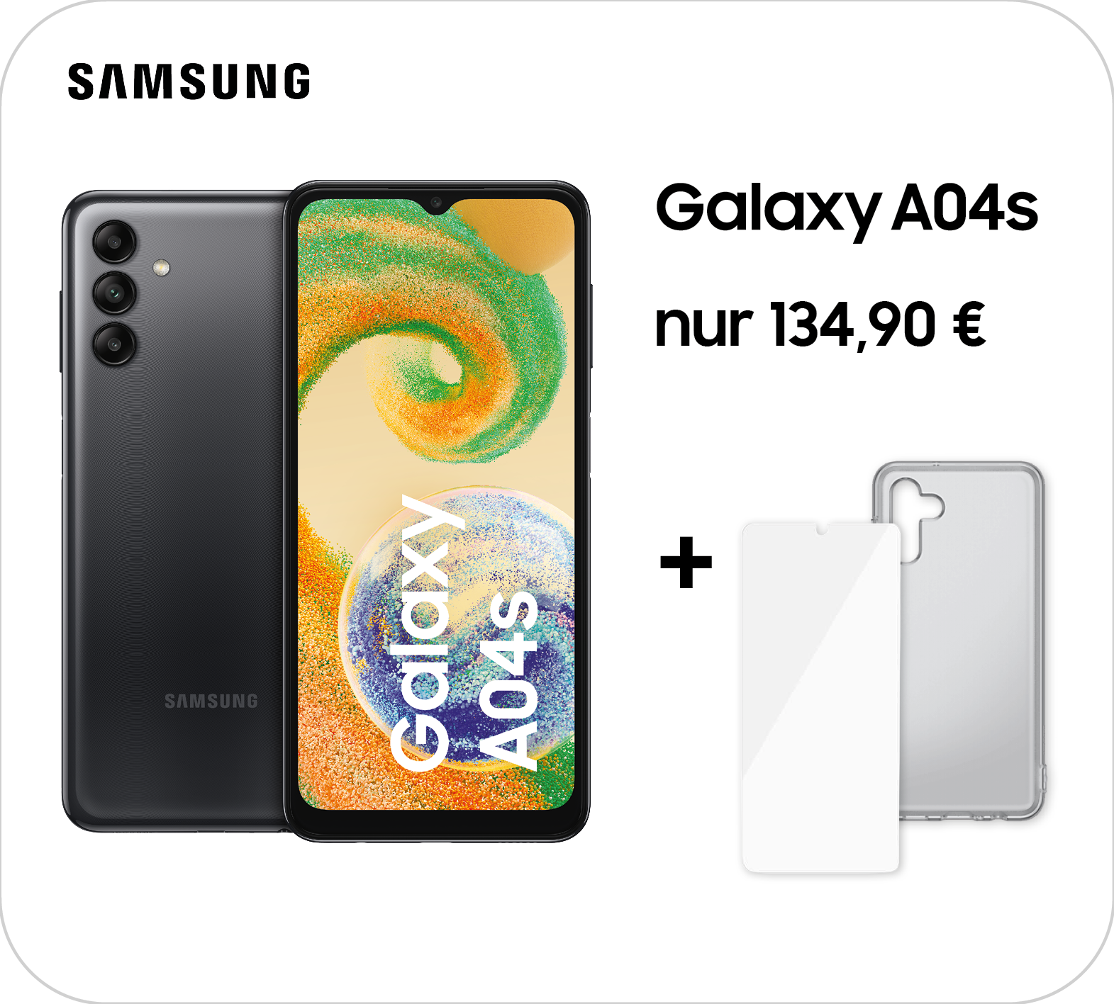 Samsung Galaxy A04s + Cover & Glas