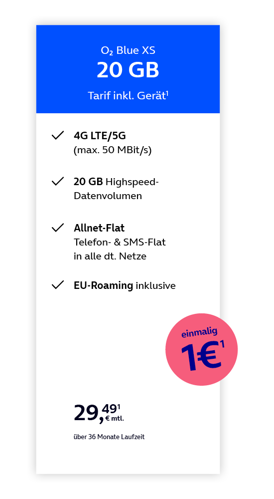 Tarifangebot der Telefongesellschaft O₂ mit dem Titel